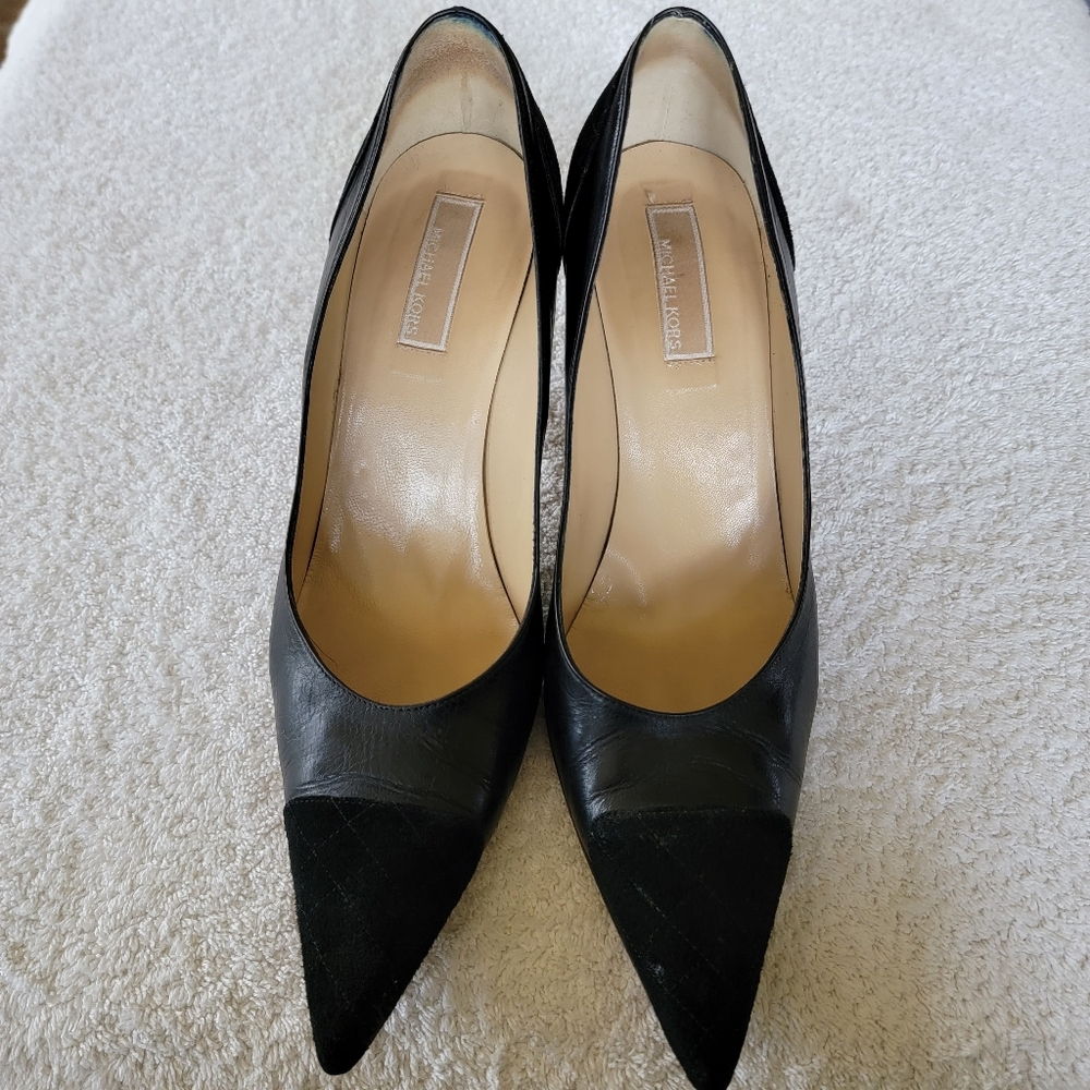 Michael Kors Black Italian Leather with Suede Trim